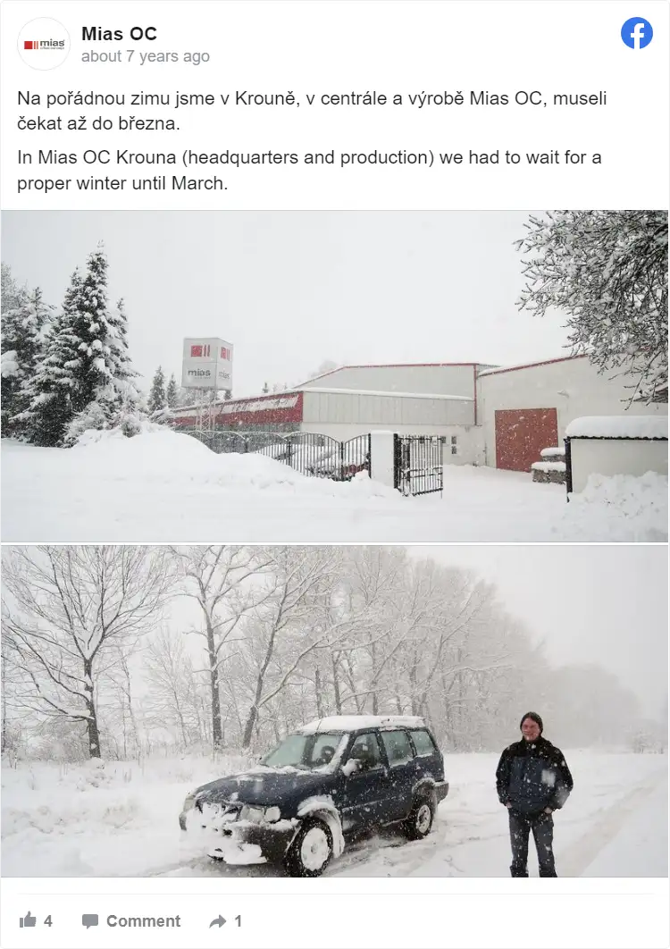 a facebook page with a picture of a car in the snow.